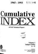 Cumulative Index Of The Sae Papers