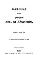 Handbuch für daz preussische Hans der Abgeordneten