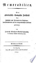 Memorabilien. Eine philosophisch-theologische Zeitschrift ... von Heinrich Eberhard Gottlob Paulus