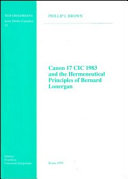 Read Pdf Canon 17 CIC 1983 and the Hermeneutical Principles of Bernard Lonergan