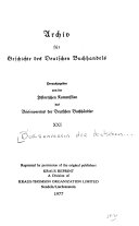 Archiv für Geschichte des deutschen Buchhandels