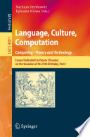 Language Culture Computation Computing Theory And Technology