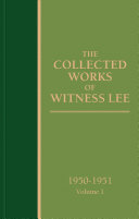 Read Pdf The Collected Works of Witness Lee, 1950-1951, volume 1