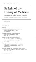 Bulletin Of The History Of Medicine