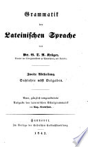 Grammatik der lateinischen Sprache von G.T.A. Krüger