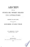 Archiv für das Studium der neueren Sprachen und Literaturen
