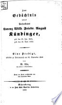 Zum Gedächtnis meines Pathenkindes Lorenz Wilh. Friedr. August Kündinger, geb. den 25. Jan. 1835, gest. den 19. Sept. 1849