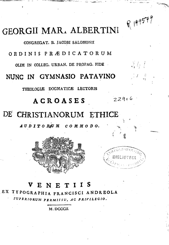 Georgii Mar. Albertini ... Acroases de christianorum ethice auditorum commodo.