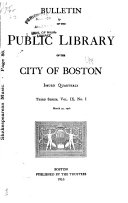 Bulletin of the Public Library of the City of Boston ...