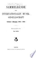 Quarterly Magazine of the International Musical Society Book