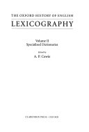 The Oxford History of English Lexicography: Specialized dictionaries