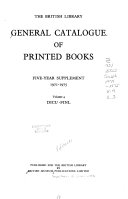 General Catalogue Of Printed Books