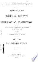 Report of the U  S  National Museum Book