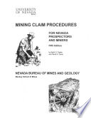 SP006  Mining claim procedures for Nevada prospectors and miners  fifth edition 