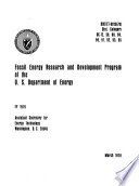 Fossil Energy Research and Development Program of the U S  Department of Energy