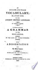 An English and Welsh Vocabulary  Or  An Easy Guide to the Ancient British Language