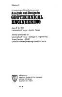 Proceedings of the Conference on Analysis and Design in Geotechnical Engineering  June 9 12  1974  University of Texas  Austin  Texas