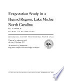 Evaporation Study in a Humid Region  Lake Michie  North Carolina