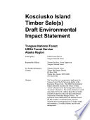 Tongass National Forest  N F    Kosciusko Island Timber Sale s  Book