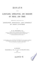 Essays on the Languages  Literature  and Religion of Nepal and Tibet