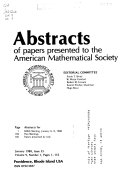Abstracts of Papers Presented to the American Mathematical Society