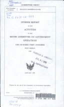 Interim Report of the Activities of the House Committee on Government Operations, One Hundred First Congress, First Session, 1989