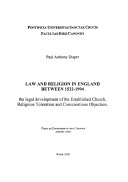 Law and Religion in England Between 1532-1994