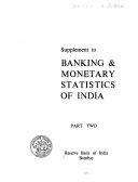 Supplement to Banking & Monetary Statistics of India