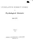 Cumulative Subject Index to Psychological Abstracts