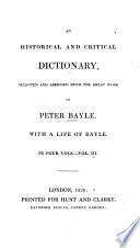 An Historical and Critical Dictionary