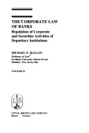 The Corporate Law of Banks Book