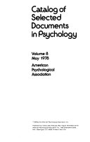 Catalog of Selected Documents in Psychology