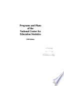 Programs and Plans of the National Center for Education Statistics