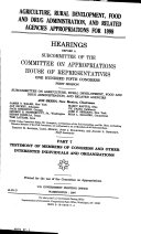 Agriculture, Rural Development, Food and Drug Administration, and Related Agencies Appropriations for 1998