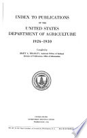 Index To Publications Of The United States Department Of Agriculture 1926 1930