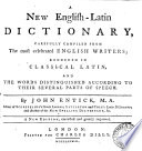 A New English Latin Dictionary Book