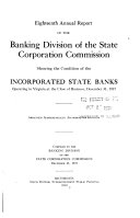 Annual Report of the Bureau of Banking, State Corporation Commission, Commonwealth of Virginia, Showing the Condition of Banks, Savings and Loan Associations, Industrial Loan Associations, Credit Unions Operating in Virginia