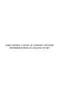 Some General Canons of Literary Criticism Determined from an Analysis of Art