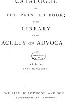 Catalogue of the Printed Books in the Library of the Faculty of Advocates: Mary-Rzaczynski. 1877