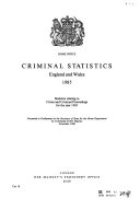 Criminal Statistics, England and Wales
