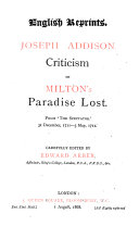 Criticism on Milton's Paradise Lost