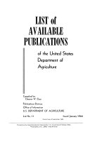 List of Available Publications of the United States Department of Agriculture