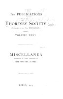 The Publications of the Thoresby Society