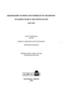Bibliography of Books and Pamphlets on the History of Agriculture in the United States, 1607-1967
