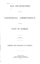 Acts of the General Assembly of the State of Georgia