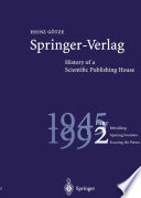 Springer Verlag  History of a Scientific Publishing House Book