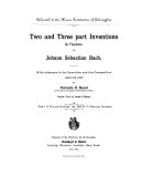 Two and three part inventions for the pianoforte  15 three part inventions
