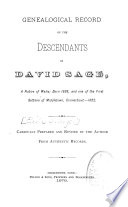 Genealogical Record of the Descendants of David Sage, a Native of Wales