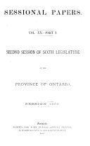 Sessional Papers ... of the Legislative Assembly of the Province of Ontario ...