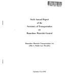 Annual Report of the Secretary of Transportation on Hazardous Materials Control